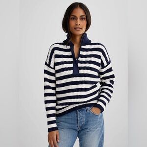 NWT Outerknown Montauk Sweater Navy/White Striped Size S